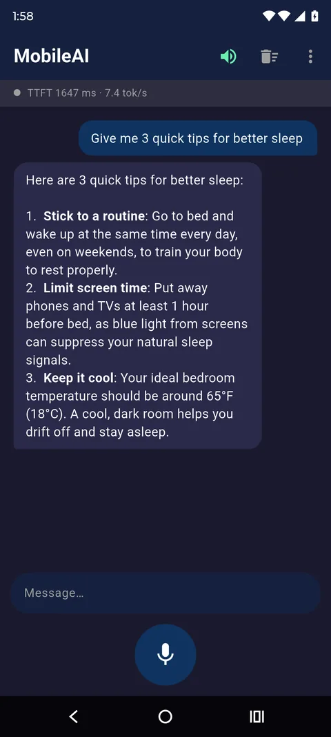 The assistant answering a request for three tips for better sleep.